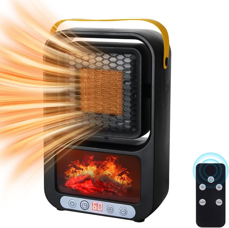 Portable 700W Electric Space Heater with 3D Flame Effect