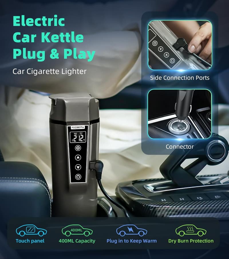 Portable Electric Car Kettle: 12V/24V Mini Water Boiler for Travel