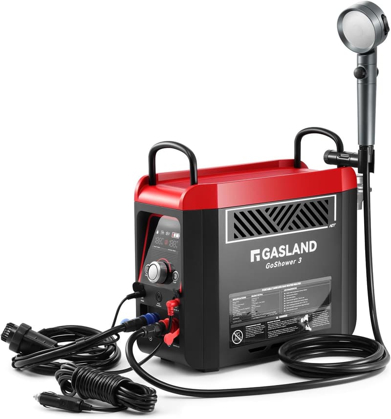 Portable Outdoor Propane Shower Heater with 4000mAh Battery