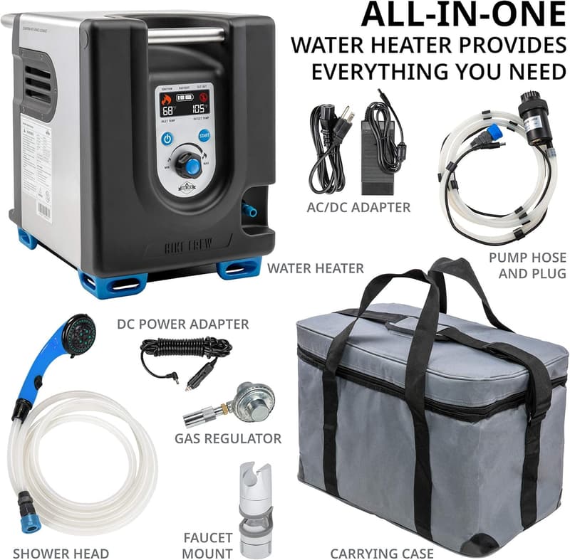 Portable Propane Water Heater & Shower System for Camping