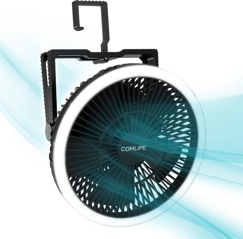Portable Camping Fan with LED Lantern & 10000mAh Battery