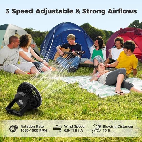 Portable Camping Fan with LED Lantern & 10000mAh Battery