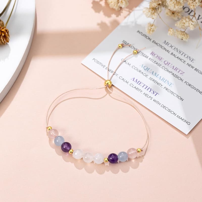Positive Energy Moonstone Bracelet for Women - Manifestation Gift