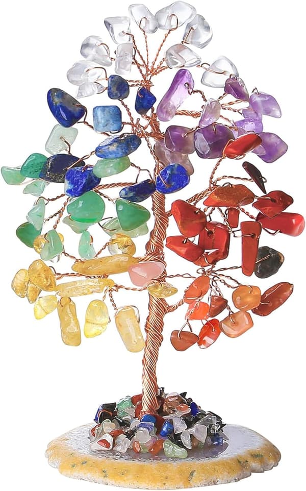 Natural Crystal Chakra Tree of Life Decor for Positive Energy