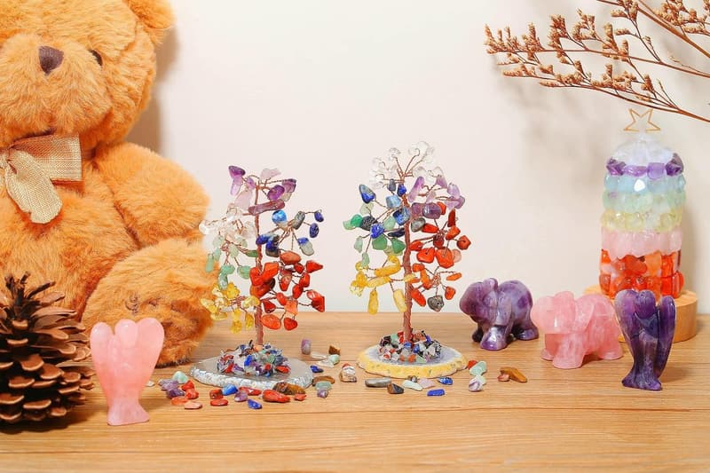 Natural Crystal Chakra Tree of Life Decor for Positive Energy