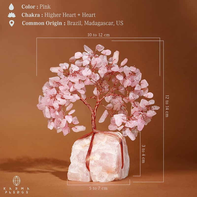 Rose Quartz Tree for Positive Energy & Chakra Healing - Gift for Women