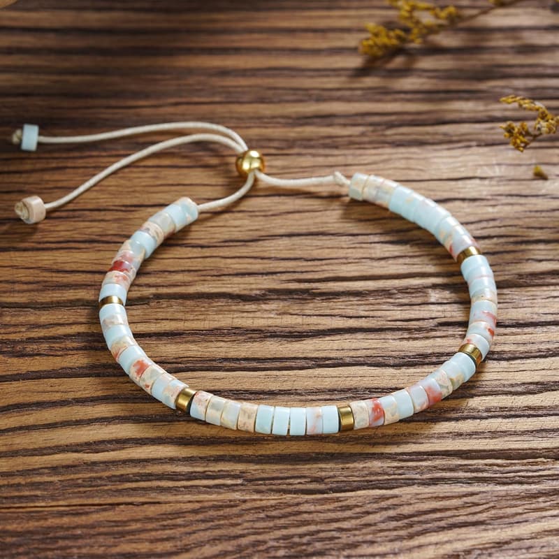 Handmade Boho Natural Stone Wrap Bracelet for Women