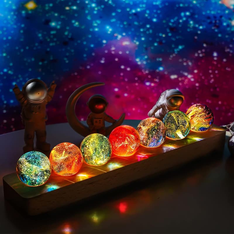 7 Chakra Healing Crystal Spheres Set with LED Stand