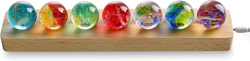 7 Chakra Healing Crystal Spheres Set with LED Stand