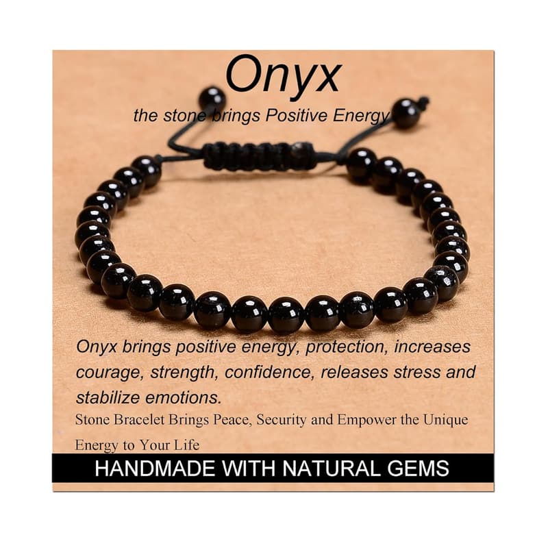 Handmade Black Onyx Macrame Bracelet for Energy Healing