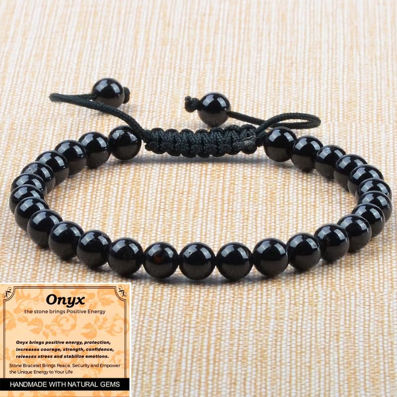 Handmade Black Onyx Macrame Bracelet for Energy Healing