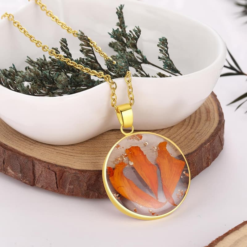 October Birth Month Wildflower Necklace | Handmade Pressed Flowers