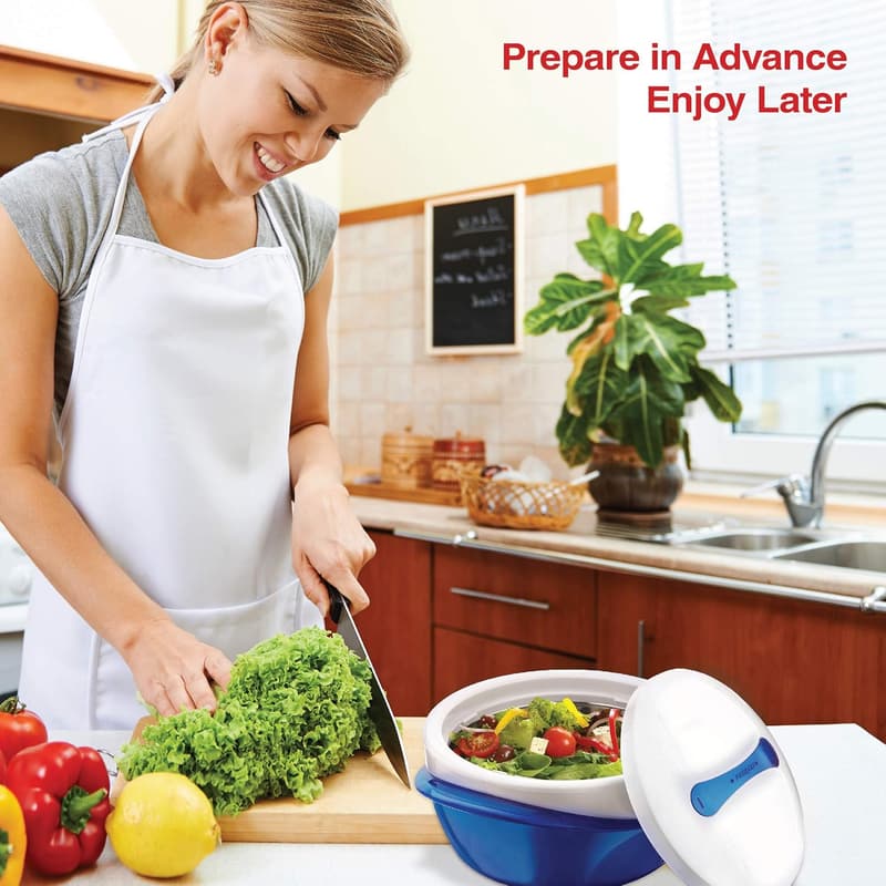 Elegant Blue Insulated Casserole Dish with Lid - 3.6 qt.