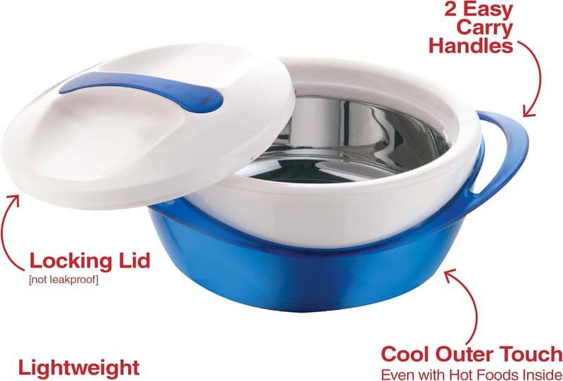Elegant Blue Insulated Casserole Dish with Lid - 3.6 qt.