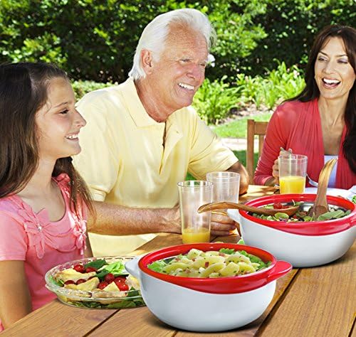 Insulated Stainless Steel Casserole Dish Set - 3 pcs, Red