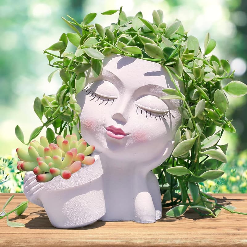 Cute Double Head Face Planter Pots for Indoor Succulents