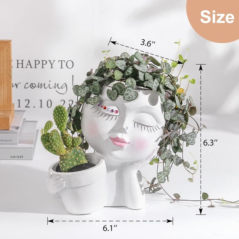 Cute Double Head Face Planter Pots for Indoor Succulents