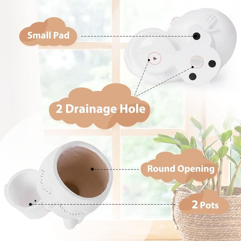 Cute Double Head Face Planter Pots for Indoor Succulents