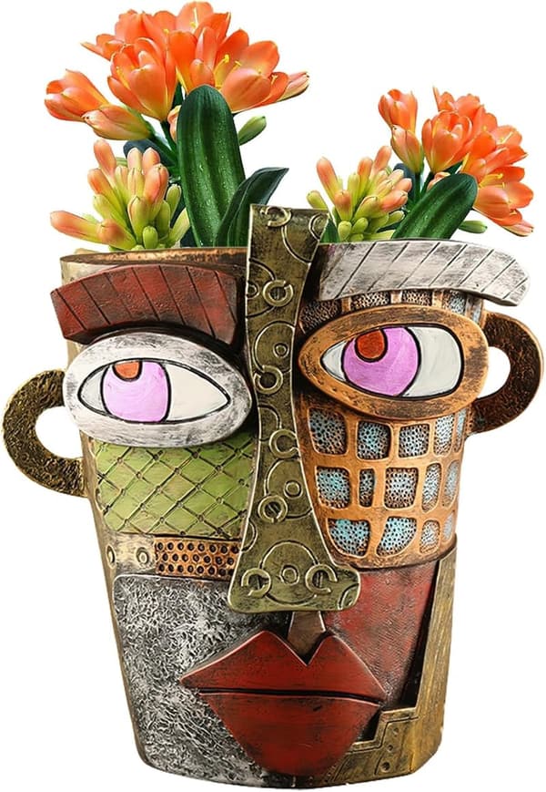 Colorful Abstract Face Planter Pot for Indoor Plants