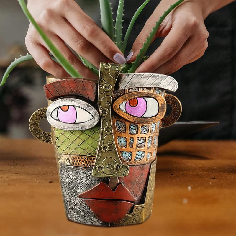 Colorful Abstract Face Planter Pot for Indoor Plants