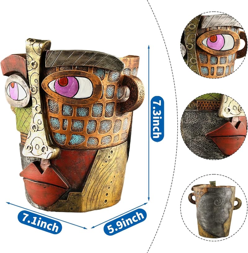 Colorful Abstract Face Planter Pot for Indoor Plants