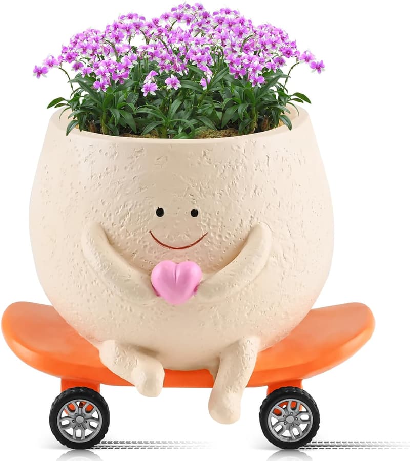 Funny Smiley Face Planter Pots with Drainage - Gift for Mom