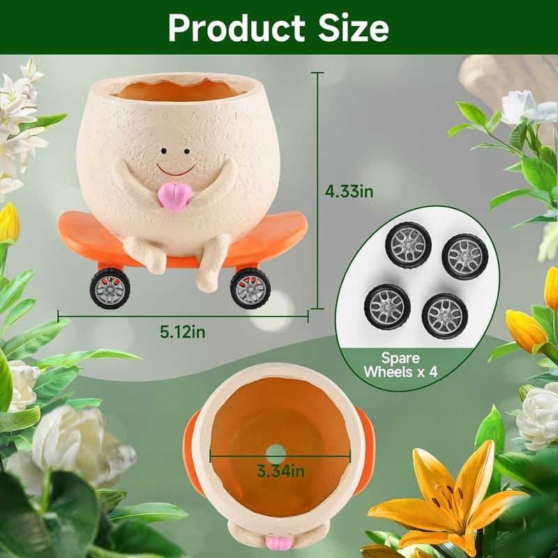 Funny Smiley Face Planter Pots with Drainage - Gift for Mom