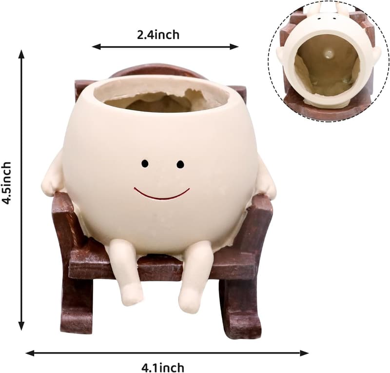 Cute Smiley Face Planter Pot for Succulents - Fun Gift
