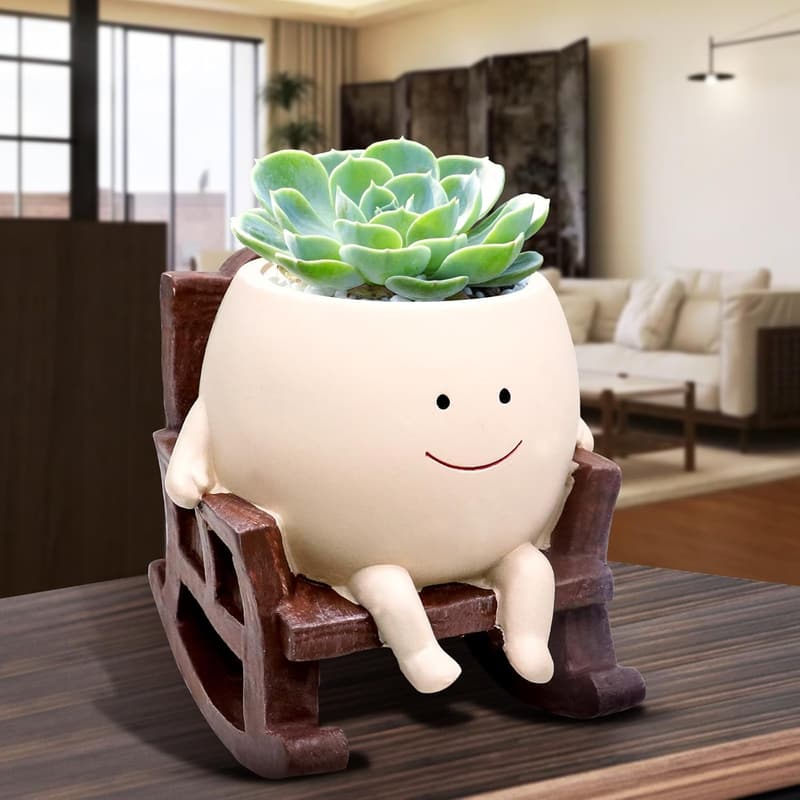 Cute Smiley Face Planter Pot for Succulents - Fun Gift