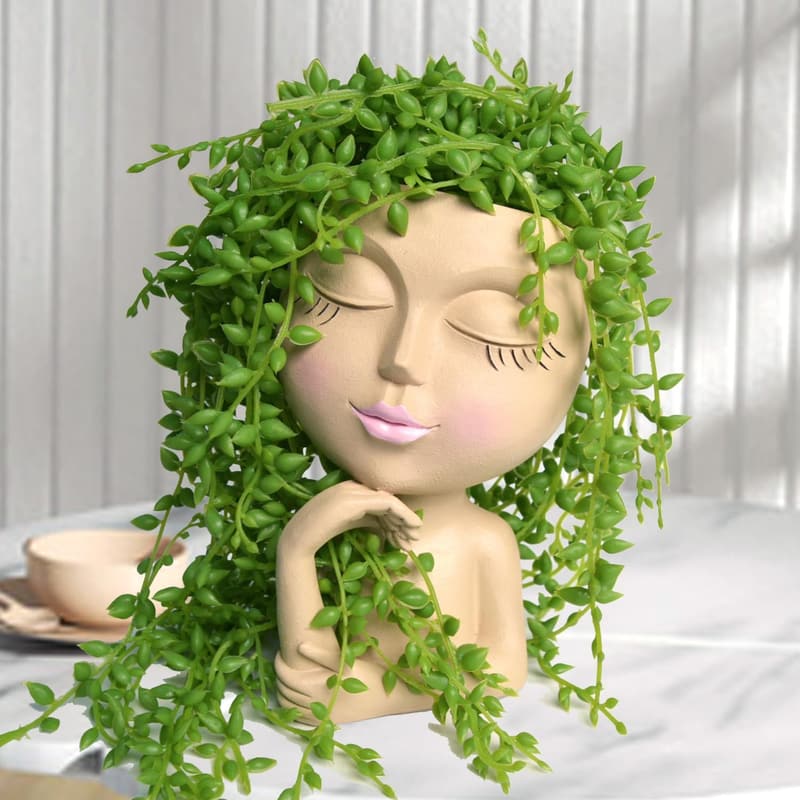 Lady Statue Face Planter Pot - Unique 7