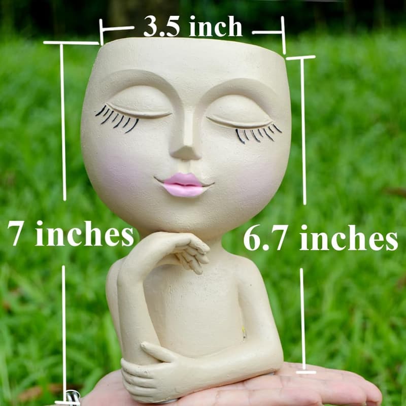 Lady Statue Face Planter Pot - Unique 7