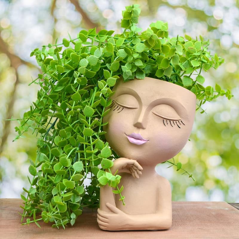 Lady Statue Face Planter Pot - Unique 7