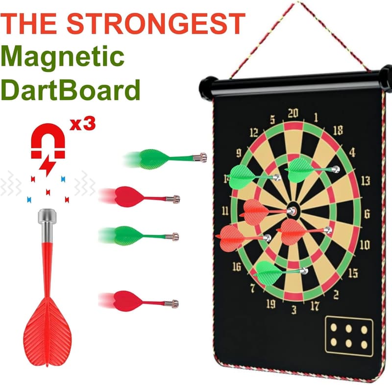 Magnetic Dart Board Game with 12 Safe Darts for Kids & Adults