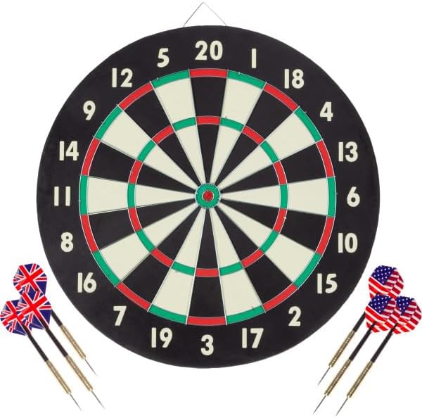 Indoor Paper Dart Board Set with 6 Brass-Tipped Darts