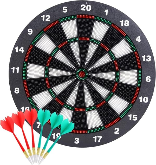 Dartboard Game Set with 6 Soft Tip Darts for All Ages