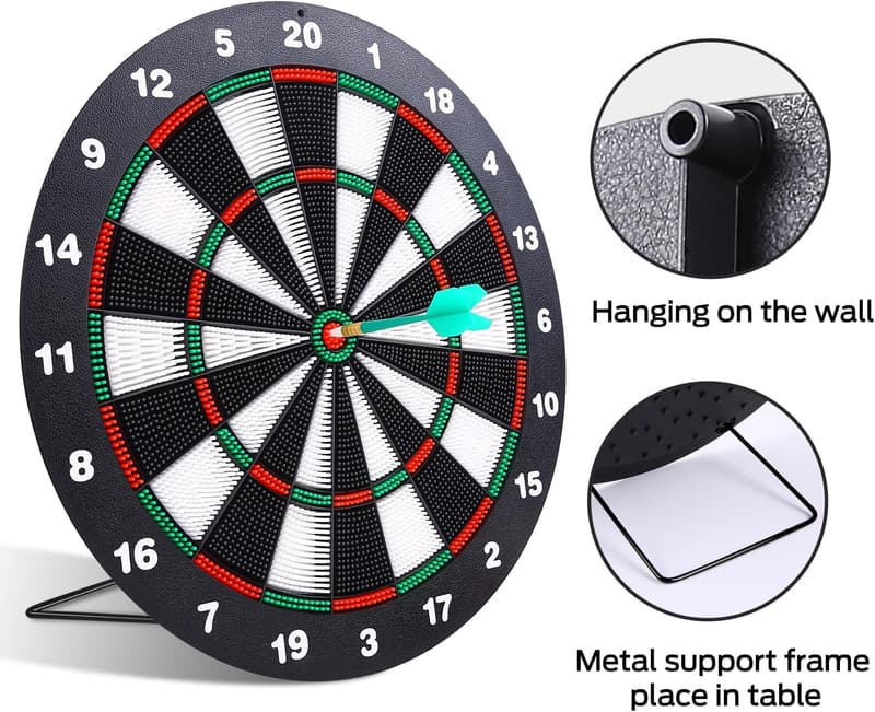 Dartboard Game Set with 6 Soft Tip Darts for All Ages
