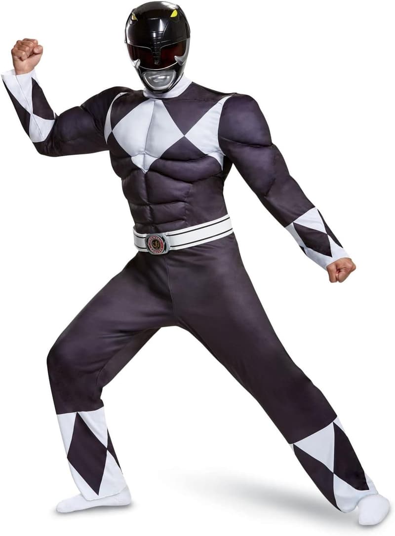 Men's Black Ranger Classic Muscle Costume for Adults