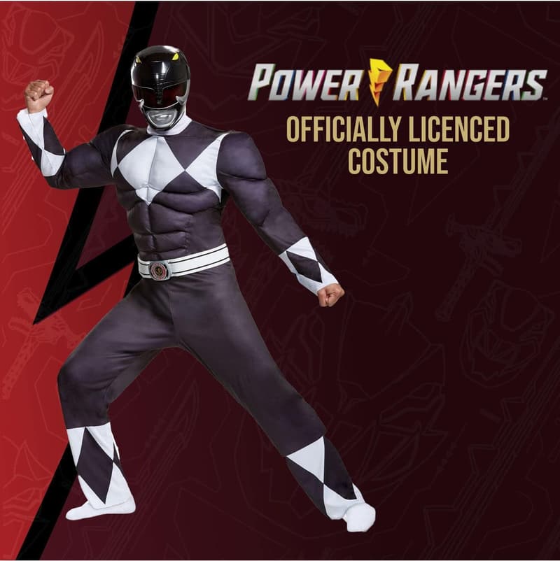 Men's Black Ranger Classic Muscle Costume for Adults