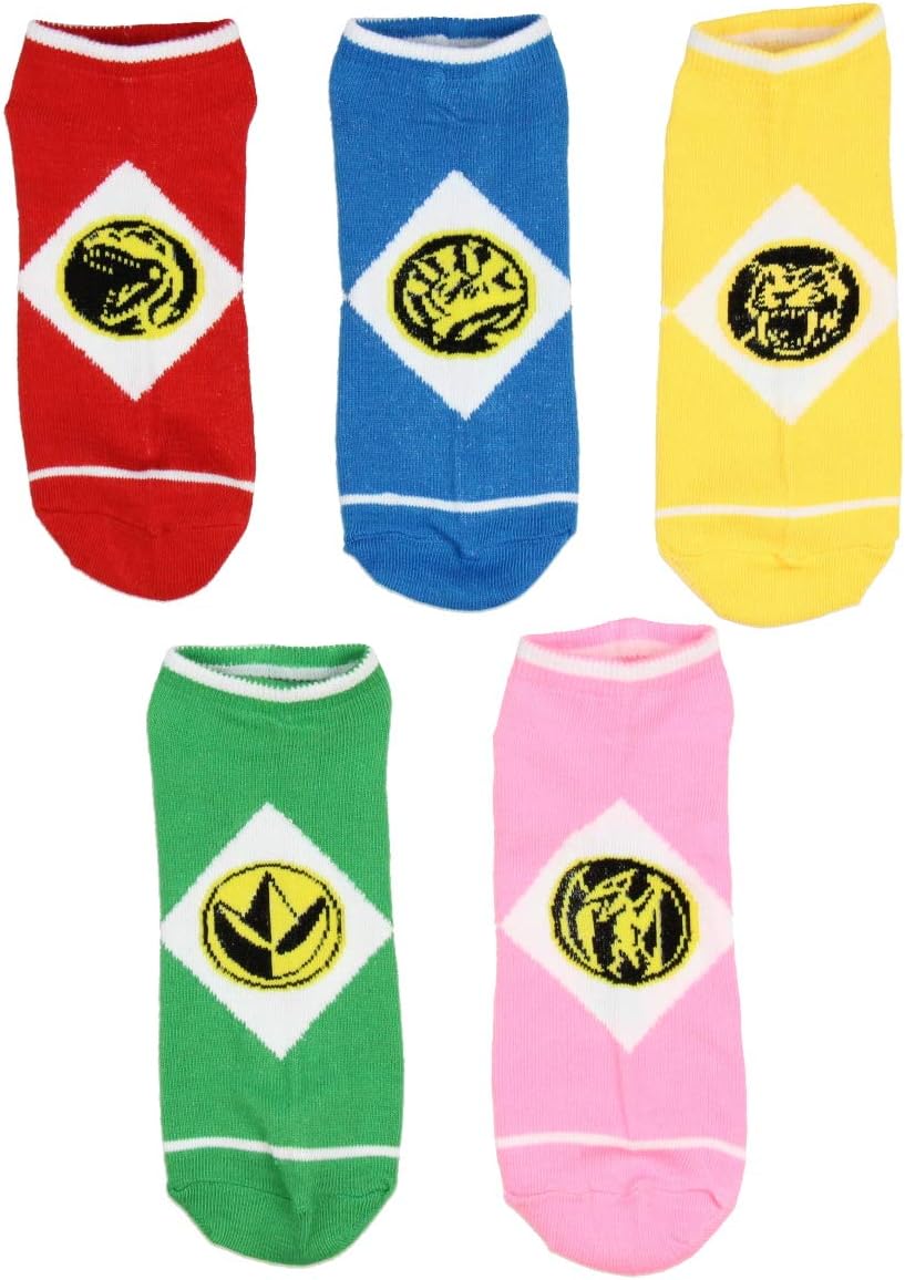 Power Rangers No-Show Ankle Socks, 5-Pack for Adults