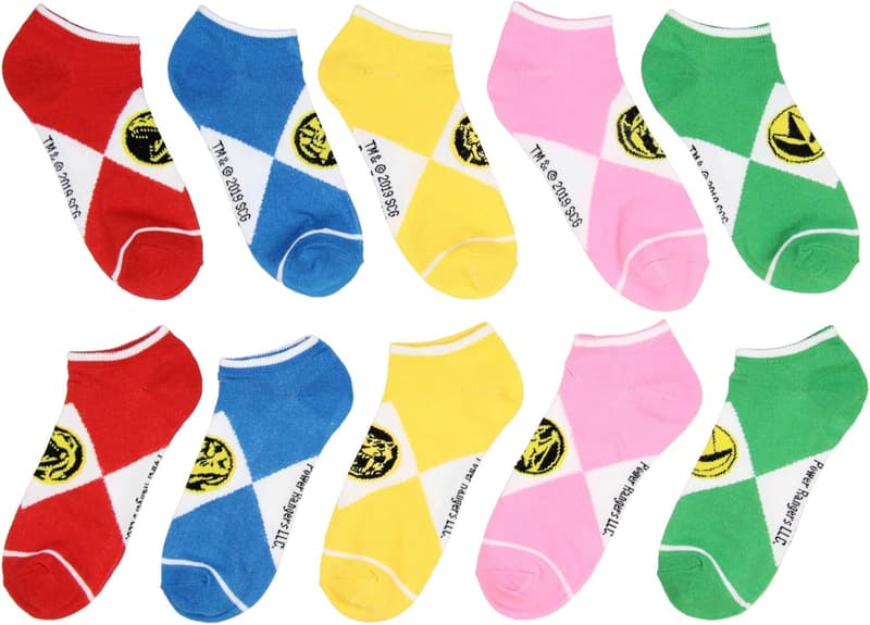Power Rangers No-Show Ankle Socks, 5-Pack for Adults