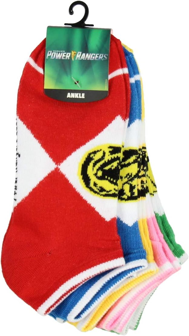 Power Rangers No-Show Ankle Socks, 5-Pack for Adults