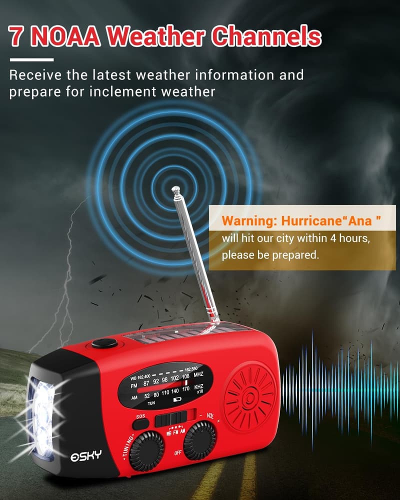 Esky Portable Weather Radio with Hand Crank & Power Bank