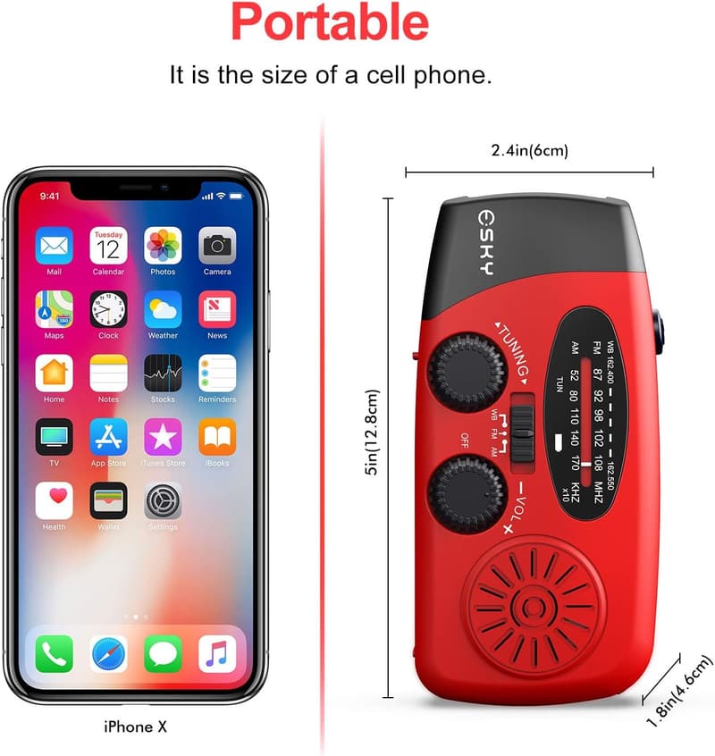 Esky Portable Weather Radio with Hand Crank & Power Bank