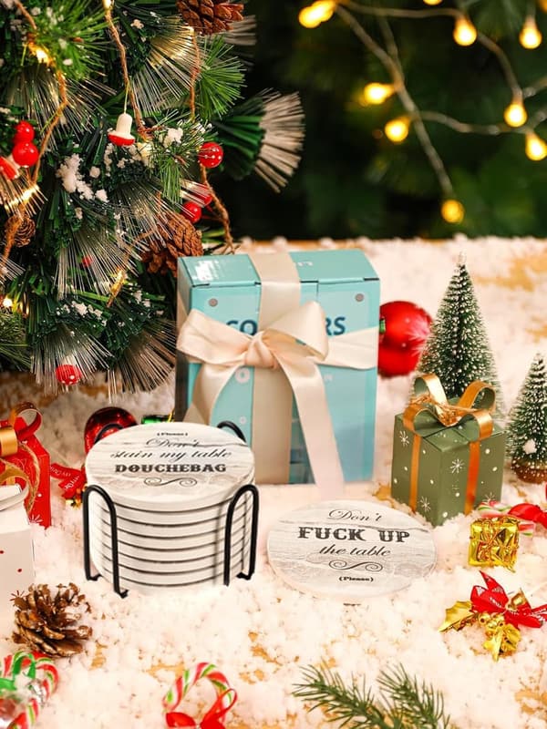 Funny Marble Coasters Set of 8 - Perfect Housewarming Gift