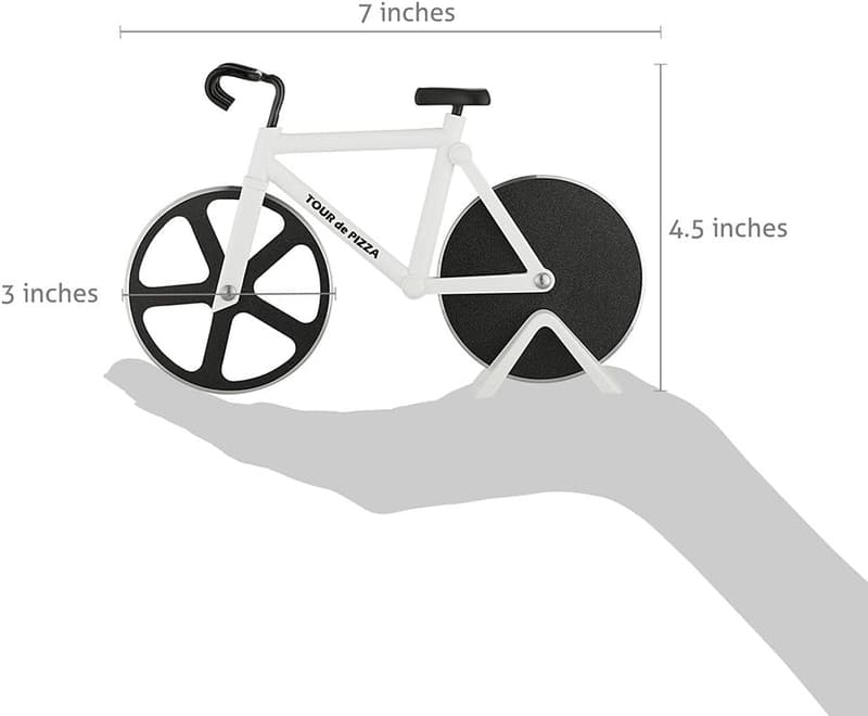Bike Pizza Cutter with Dual Stainless Steel Wheels - Dishwasher Safe