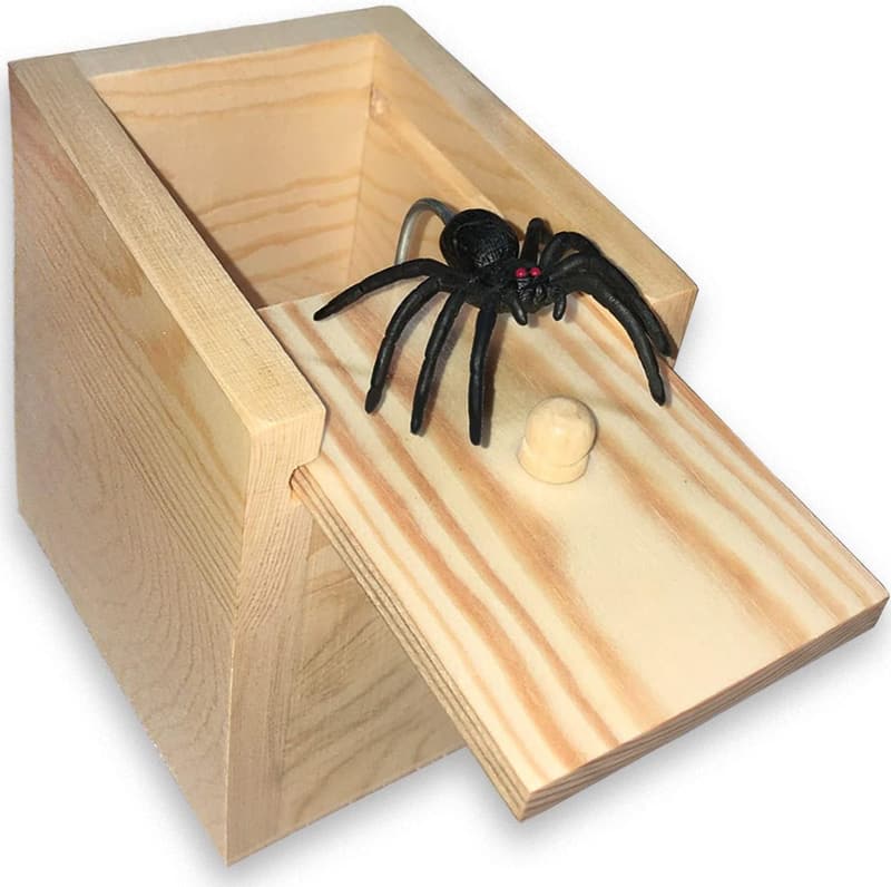Funny Wooden Spider Prank Box - Gag Gift for All Ages