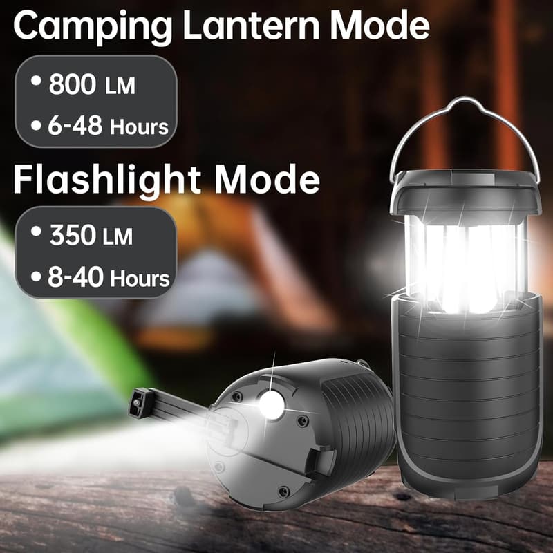 Portable Solar Hand Crank Flashlight with USB Charger - 5000mAh