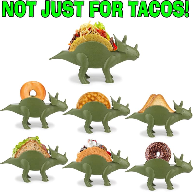 Tricerataco Dinosaur Taco Holder - Fun White Elephant Gift