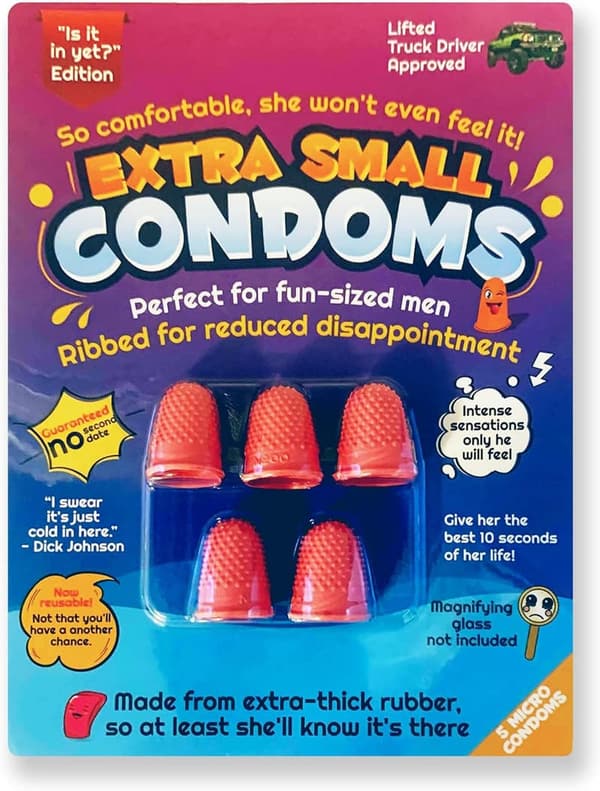 Funny Extra Small Condom Gag Gift - 2 Pack for Stocking Stuffers