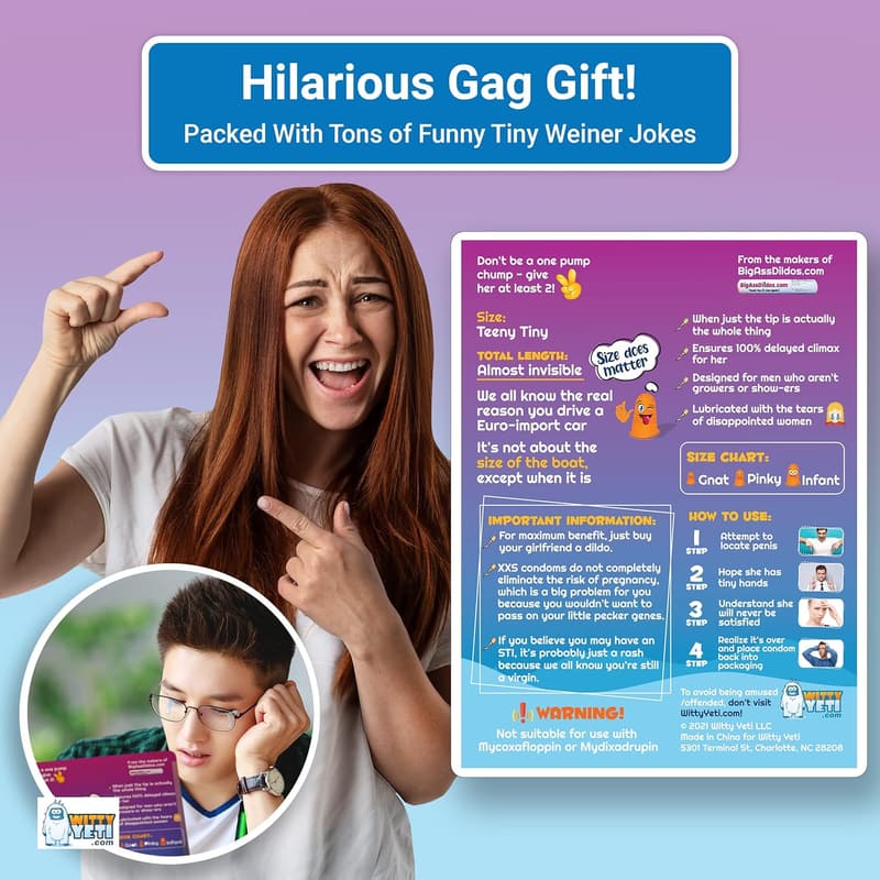 Funny Extra Small Condom Gag Gift - 2 Pack for Stocking Stuffers